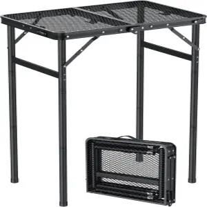 Anbte 2피트 접이식 그릴 테이블 최대 29.5인치 3개의 조절 가능한 높이 경량 캠핑 내열 메쉬 테이블탑