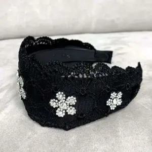 헤어밴드 와이드 플라워 레이스 큐빅 명품헤어밴드 큐