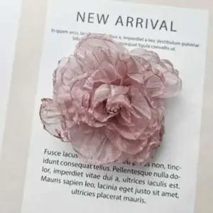 오간자 메쉬꽃헤어핀 모란꽃악어집게핀 특가 (딥핑크)