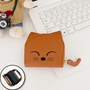 프리미엄 고양이 카드지갑 여우 반지갑 지퍼 교통카드 (WFJ5X6U)