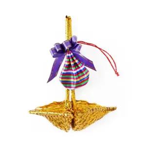 황금 복조리 리본 복주머니 한쌍 ( 전통 복조리개 집들이 개업 새해 설날 명절 추석 답례품 외국인선물 )