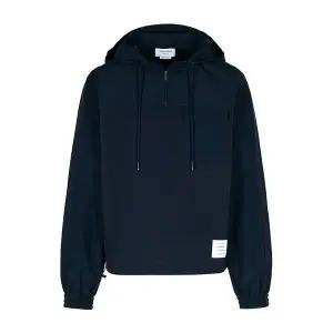 [톰브라운][명품] 톰 브라운 톰브라운 립스탑 하프 지퍼 후드 티셔츠 네이비