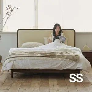 [상일리베가구] 빈센트 2100 가죽헤드 원목 침대 슈퍼싱글 (본넬SS 매트포함)