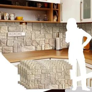 던디 데코 PG7005-5 베이지 인조 석회암 PVC 3D 벽 패널 3.3피트 X 1.7피트(98cm 50cm) 인테리어 디자인