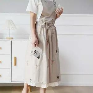 자수앞치마 린넨 꽃무늬 어린이집 유치원 원피스