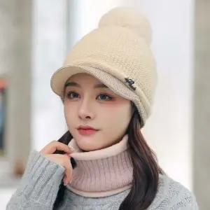 여성 겨울모자 방한 왕방울 캡비니 넥워머 비니세트