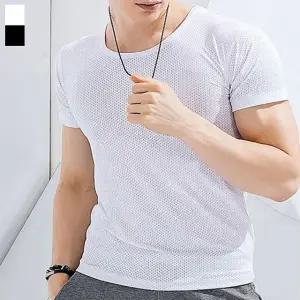 남성반팔티 여름 메쉬 아이스 통기성 라운드티셔츠 (WFJ7C5Q)