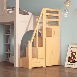 라포식  단단한 나무 이층 침대 다기능 단계 계단 캐비닛