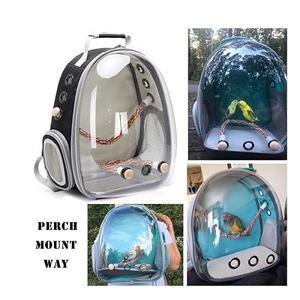 휴대용 투명 새 여행용 캐리어 백팩 - 앵무새  기니피그 및 소형 애완동워터을 위한 로프 페르치가 있는 더