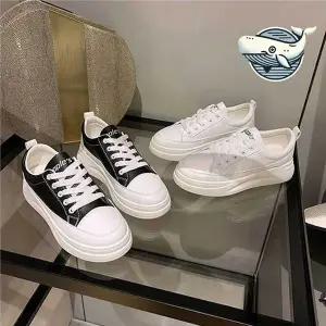 모던 키높이 운동화 여성 블랙 화이트 WFH2QZ2