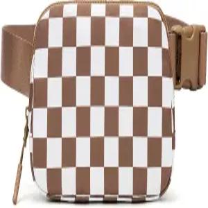 메이지 체크 패니 팩 나일론 에브리웨어 벨트 백 발수 허리 (체크 백-커피)