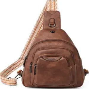 여성용 레레사스 10L 크로스바디 슬링백 남성용 방지 패니 팩 벨트 가방 지갑 인조 가죽 브라운