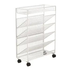 모던 책 이동식 트롤리 선반 교실 6단 화이트 그리드