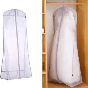 웨딩원피스 의류 가방 - 신부 가운 이브닝 원피스 정장 코트용 통기성 보호 커버(베이지 200cm/79인치 퍼플