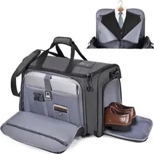 HILONMON 여행용 의류 더플백 노트북 수납공간 RFID 차단 컨버터블 수트백 이름 탭 포켓 캐리 온 투인원