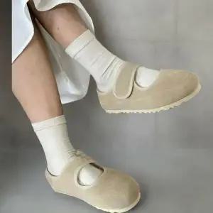 여성 레더 스트랩 평평한 신발 털내피