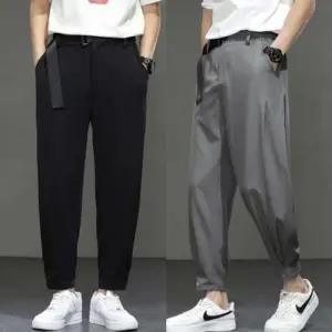 와이드핏 쿨링바지 조거 크롭팬츠 허리밴딩 쿨링팬즈