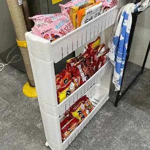 [하프클럽/]이동식 수납장 화이트 3단 세제 정리대 보관함 선반