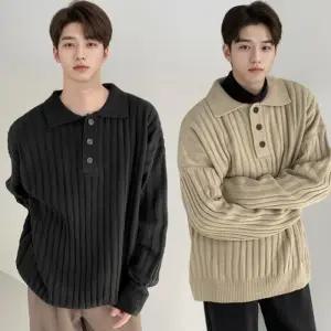 [프로셀러] 남성 2컬러 모던 데이트룩 가을 겨울 골지 니트티셔츠