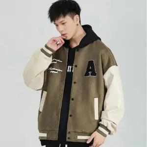 [프로셀러] 남성 캐주얼 레터링 바시티자켓 카키 야구점퍼 과잠