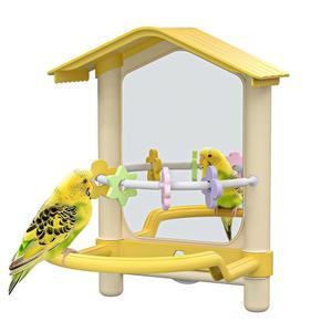 퍼치 스탠드와 잉꼬 씹기 이 있는 8 1인치 애완용 새 거울 패럿 새장 장식 액세서리 새들이 카나리아에