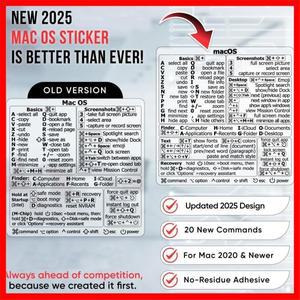 Mac OS 단축키 스티커 | macOS용 키보드 무잔류 라미네이트 비닐 맥북 노트북 치트시트