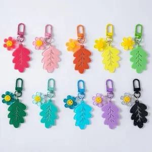 고품질 스마일 친구 꽃 가방 커플 키링 백팩 나뭇잎에 우정 (WFKB6F3)