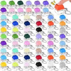 키보드 피젯 장난감 클리커 열쇠고리 감압 버튼 스트레스 해소 선물 (활발한 색상 60개)