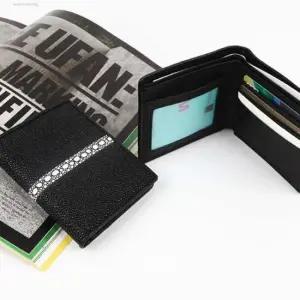 남성 가오리 중지갑 반지갑 가죽 지갑 블랙