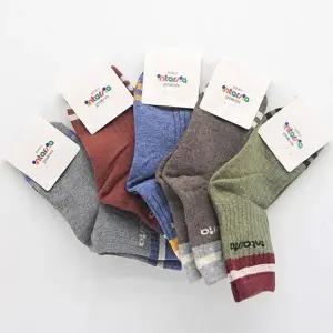 아동 데일리 골지 줄무늬 포인트 양말 5켤레