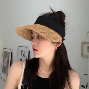 여성 3컬러 바캉스 데일리 밀짚 챙모자 여름 썬캡