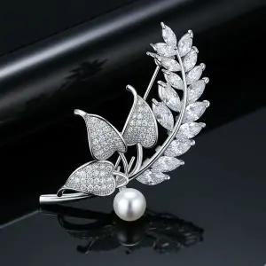 [하프클럽/]브로치 옷핀 귀리 지르코니아 실버 밀 진주 신상 잎사귀