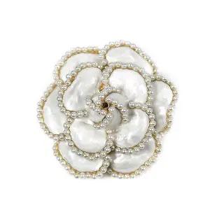 [하프클럽/]앤틱 레트로 가을 겨울 마블 진주 브로치 핀 브로찌 화이트