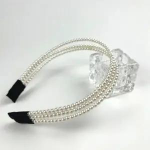 [골드스마일]진주 3단 헤어밴드 고무줄 머리띠 원피스 장원영 러블