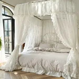 침대 커튼 캐노피 모기장 스타일 사각 침대커튼 암막커튼