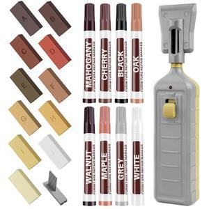 히트 펜이 있는 바닥 수리 키트 - 빠른 용해를 위한 11가지 색상의 블록, 전문가용 비닐 라미네이트 키트, 바닥, 문, 캐비닛의 긁힘, 얼룩, 균열, 구멍을 복구합니다