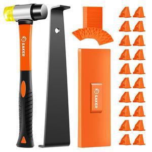 세이커 라미네이트 바닥재 도구, 60개의 스페이서가 있는 63피스 목재 설치 키트, 탭핑 블록, 풀 바, 고무 망치