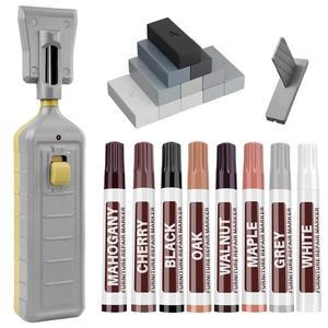 열 펜이 있는 비닐 라미네이트 바닥 수리 키트, 리놀륨 하드우드 스크래치 - 11가지 색상 우드 마커 나무 문, 바닥, 캐비닛, 테이블의 스크래치, 균열, 얼룩, 구멍 복원