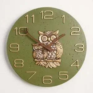 포레스트 부엉이 벽시계(그린) 저소음 고급 데코소품 (KYR-W730AB8)
