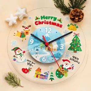 스티커로 꾸미는 겨울 투명 시계 만들기 겨울 투명 소품 꾸미기 만들기 크리스마스 장식 시계