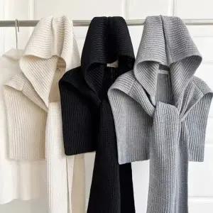 겨울 후드 니트 숄 여성가디건 머플러 케이프 니트숄 스카프