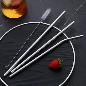 스텐 빨대 30cm 텀블러용 2 본색 가정 직관 21.5x0.8cm 청소 스테인레스