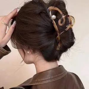 [골드스마일]하트펀칭 머리 집게핀 숱많은머리 진주빅사이즈 핀