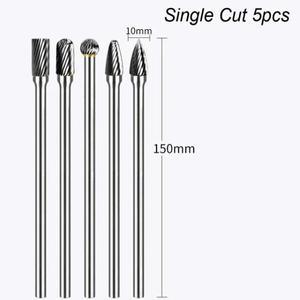 생크 카바이드 로터리 버 세트 조각 연마기 도구 긴 샤프트 랩파일 밀링 커터 금속 가공 150mm 길이 1/4 6m