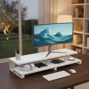 선반 모니터 받침대 80CM 컴퓨터 노트북 거치대 스탠드 사무실 책상 데스크테리어