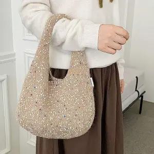 [라일리] Rly 겨울 여성 니트 털실 토트백 데일리 가방