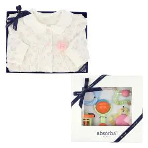 갤러리아 (26신상,말띠출산,백일,예쁜아기옷)꽃토끼뱀부우주복+딸랑이5종세