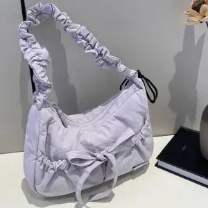 캐주얼 리본 장식 셔링 미니 숄더백 호보 복조리백 (WFKC7M8)