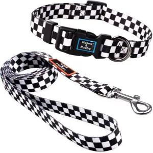 로즈앤시 반려견 목걸이 및 목줄은 중형 사이즈의 조절 가능한 내구성 있는 5피트 강아지 목줄 목걸이로 개