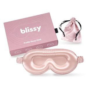 블리시 실크 슬립 마스크 프로필 - 100% 22 맘 6A 섬유 여성 및 남성용 슬리핑 블라인드폴드 사이드 커버 핑크